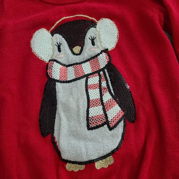 The Children’s Place Red Penguin Sweater Girls 4T - Picture 3 of 7